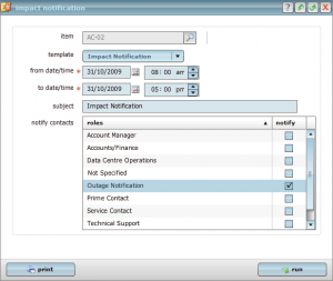 Select the item and roles to notify
